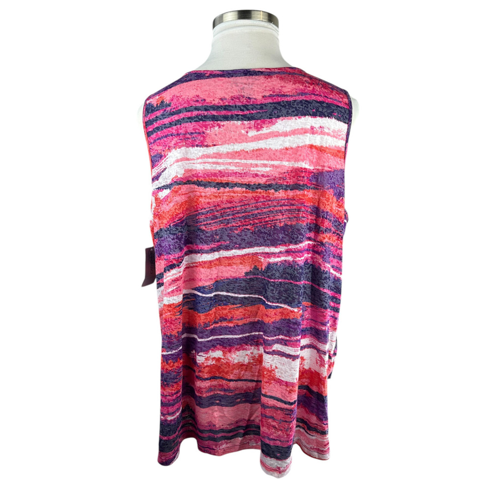 ✨2/$20 NWT Catherines Sleeveless Tiered Top Semi Sheer Purple Pink Plus Size 3X - Picture 11 of 12